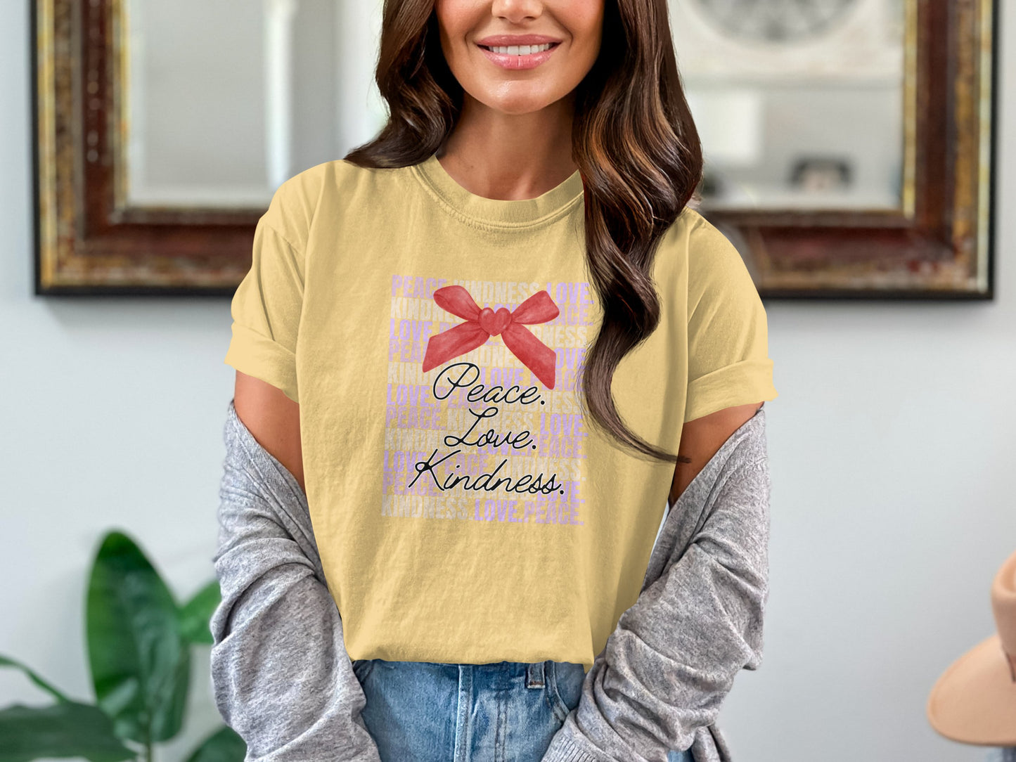 Peaceful Vibes Unisex T-shirt, Kindness Love Tee, Inspirational Shirt, Positivity Apparel, Comfortable Garment-Dyed Top