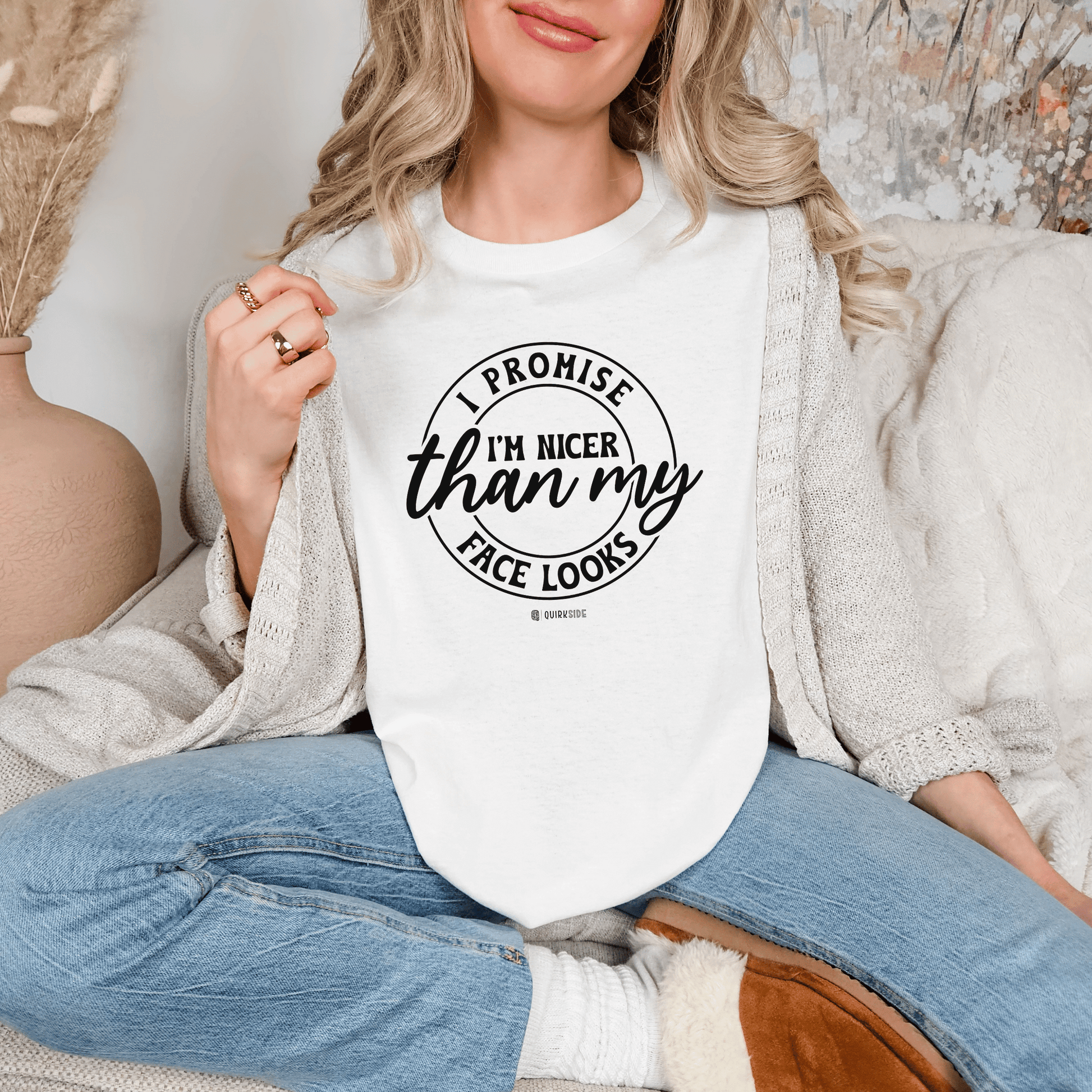 Funny Nice Person Inside Statement, Unisex Garment-Dyed T-shirt, Humorous Tee, Sarcastic Graphic Shirt, Unique Gift Idea, Cool Top - Quirkside Creations