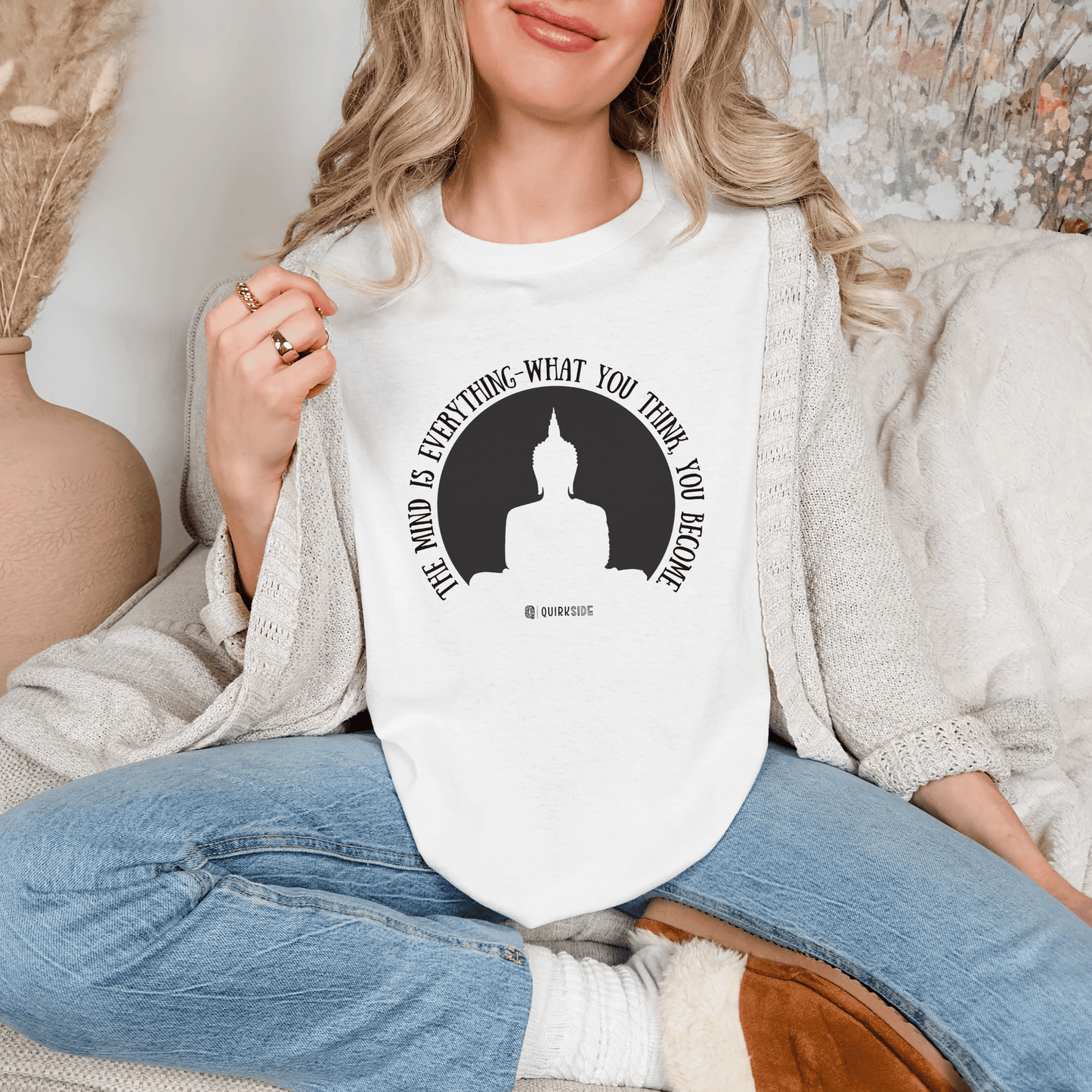 Buddha Quote Mind Power T-shirt, Inspirational Tee, Positive Thinking Shirt, Meditation Top, Unisex Graphic Apparel - Quirkside Creations