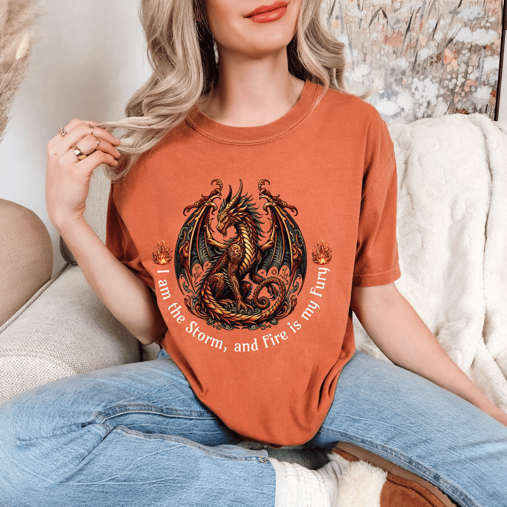 Dragon Power Unisex T-shirt, Magical Inner Strength Statement Tee, Mythical Legend Apparel, Inspirational Dragon Tee, Power of Fire Tee - Quirkside Creations