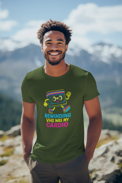 Retro VHS Cardio Unisex T-Shirt, Vintage Fitness Tee, Funny Gift, 80s Nostalgia Apparel, Movie Buff Shirt