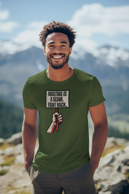 Adulting Is A Scam T-Shirt, Funny Unisex Tee, Gift for Millennials, Casual Wear, Humor Shirt, Relaxed Fit T-Shirt