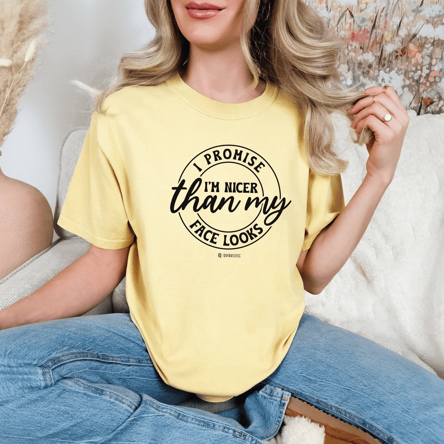 Funny Nice Person Inside Statement, Unisex Garment-Dyed T-shirt, Humorous Tee, Sarcastic Graphic Shirt, Unique Gift Idea, Cool Top - Quirkside Creations