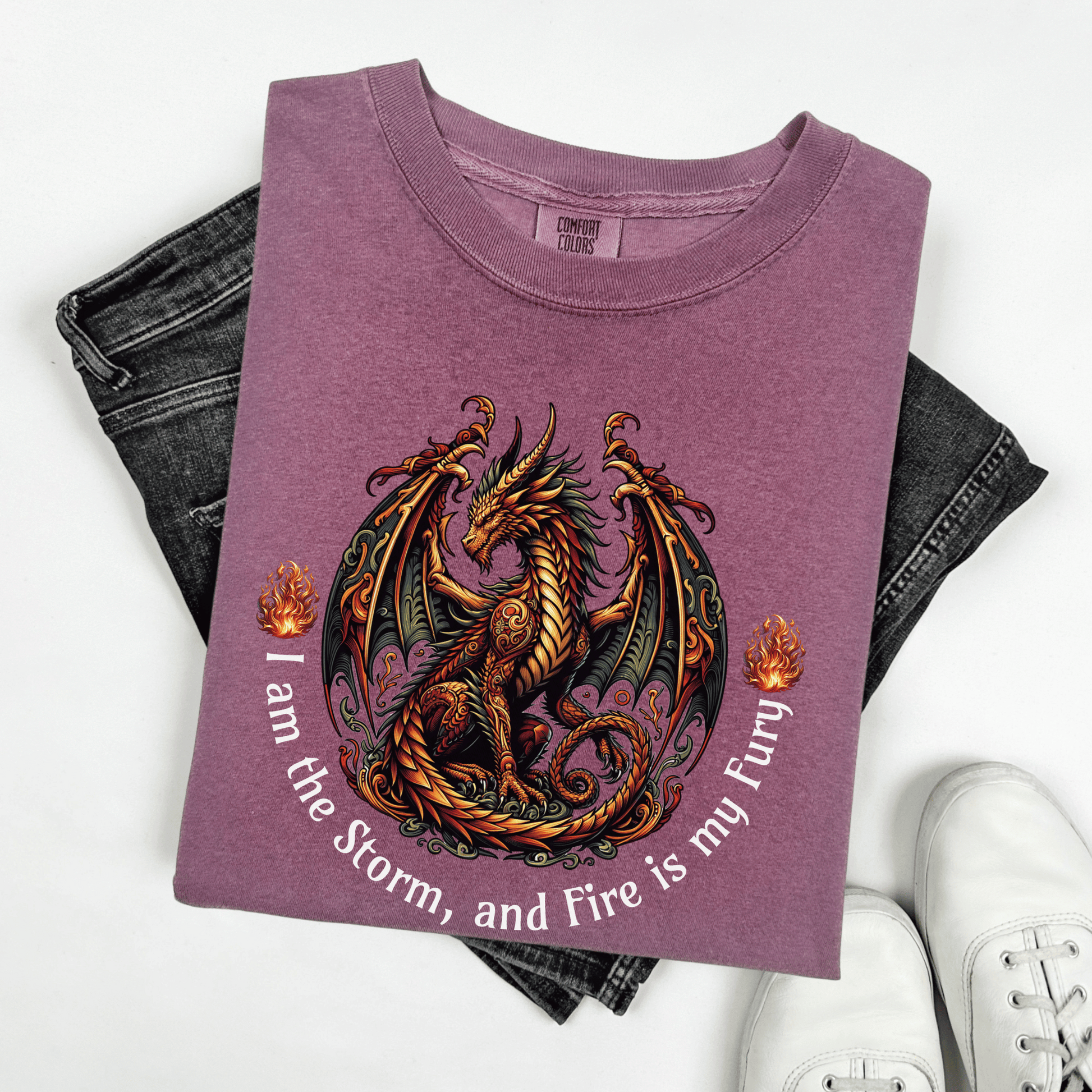 Dragon Power Unisex T-shirt, Magical Inner Strength Statement Tee, Mythical Legend Apparel, Inspirational Dragon Tee, Power of Fire Tee - Quirkside Creations