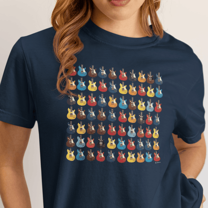 Electric Guitar Grid Unisex Garment-Dyed T-shirt, Music Lover Tee, Guitarist Gift, Rock Band Shirt, Guitar Art Apparel