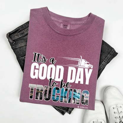 Trucking T-shirt, Truckers Tee, Highway Driver Shirt, On The Road Top, Unisex Tee, Comfortable Garment-Dyed Shirt