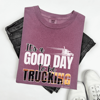 Trucking T-shirt, Truckers Tee, Highway Driver Shirt, On The Road Top, Unisex Tee, Comfortable Garment-Dyed Shirt