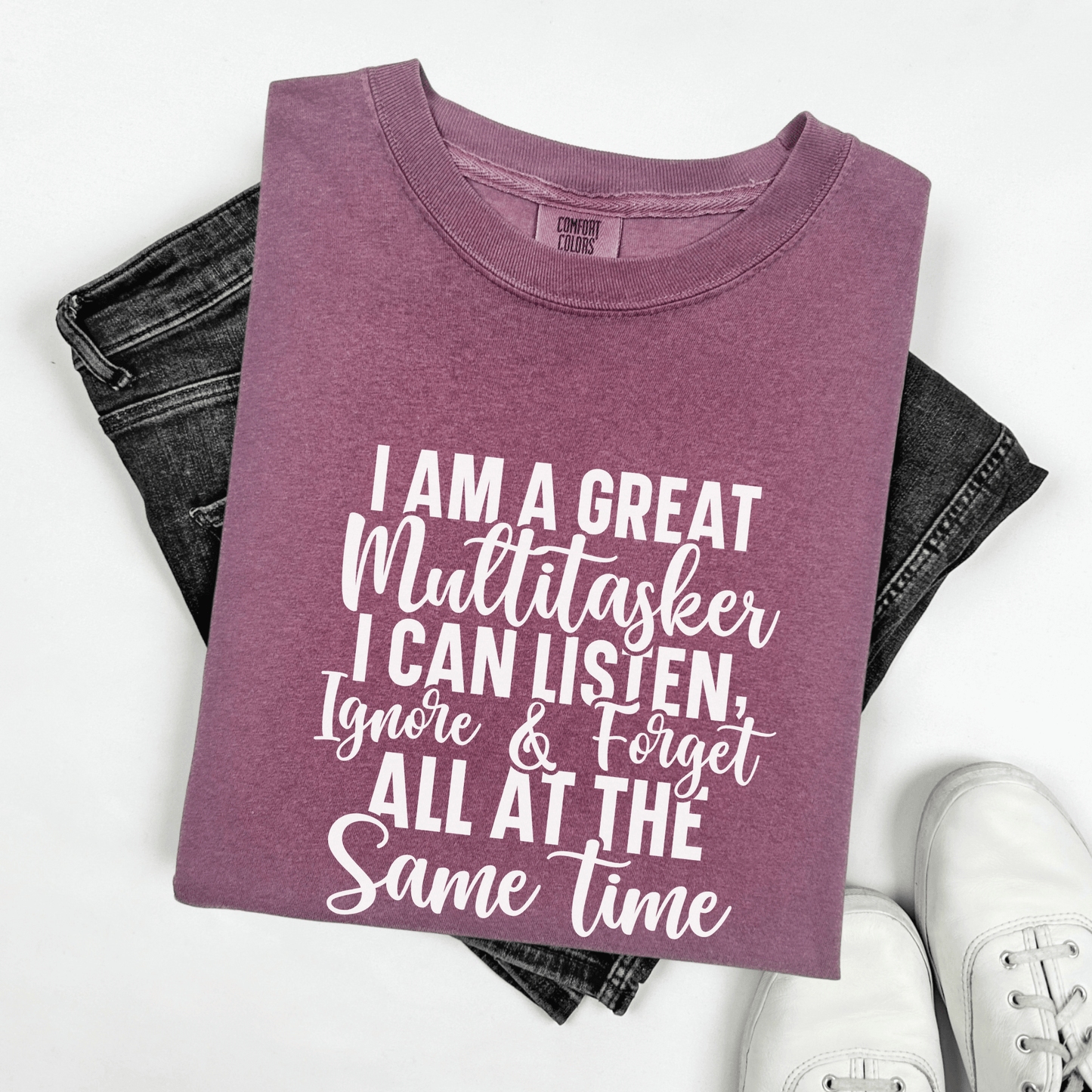 Multitasking Funny Unisex Garment-Dyed T-shirt, Sarcastic Tee, Humorous Shirt, Novelty Top, Joke Tee, Casual Apparel - Quirkside Creations