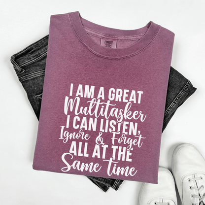 Multitasking Funny Unisex Garment-Dyed T-shirt, Sarcastic Tee, Humorous Shirt, Novelty Top, Joke Tee, Casual Apparel - Quirkside Creations