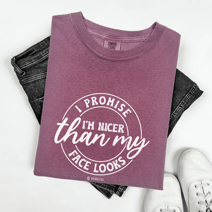 Funny Nice Person Inside Statement, Unisex Garment-Dyed T-shirt, Humorous Tee, Sarcastic Graphic Shirt, Unique Gift Idea, Cool Top - Quirkside Creations
