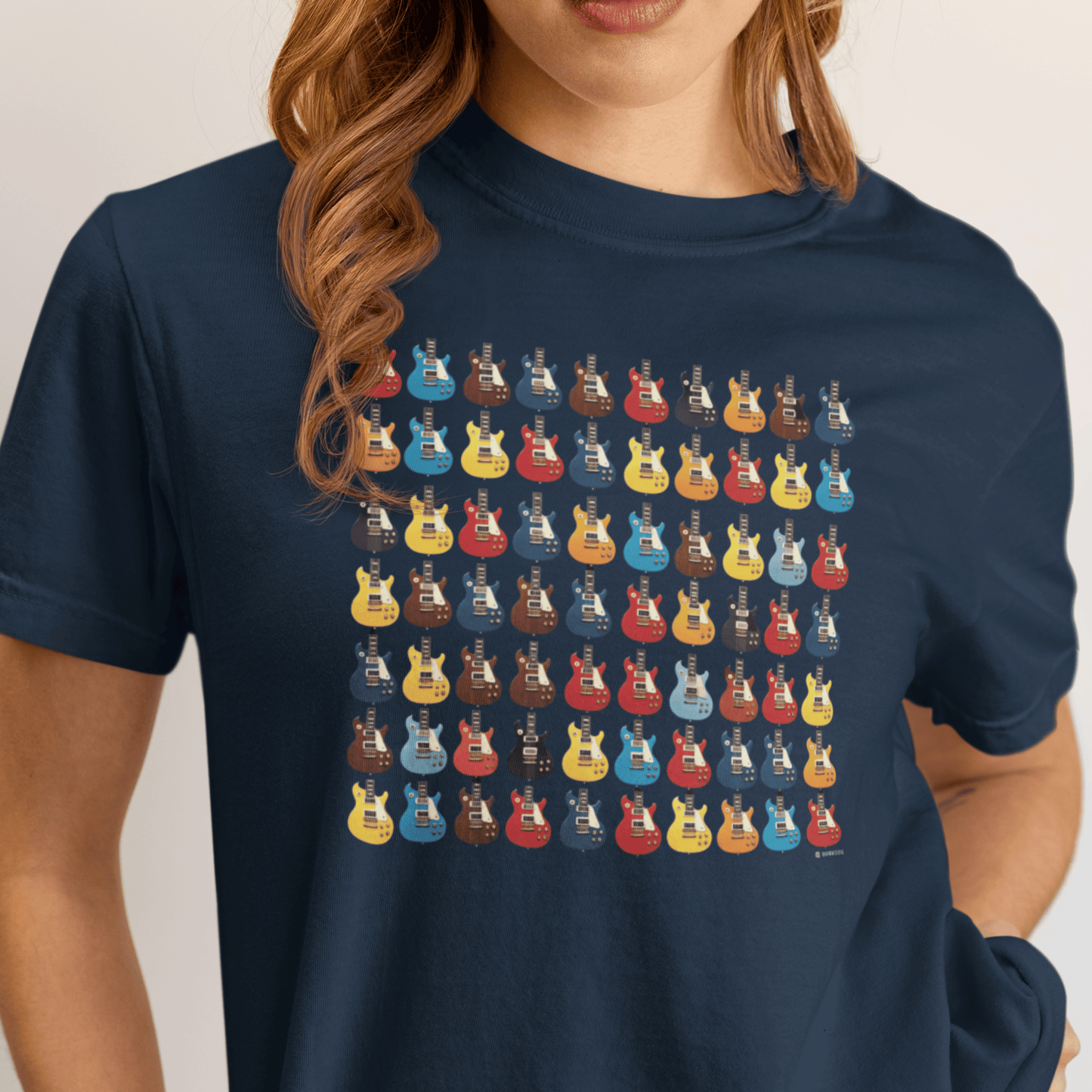 Electric Guitar Grid Unisex Garment-Dyed T-shirt, Music Lover Tee, Guitarist Gift, Rock Band Shirt, Guitar Art Apparel