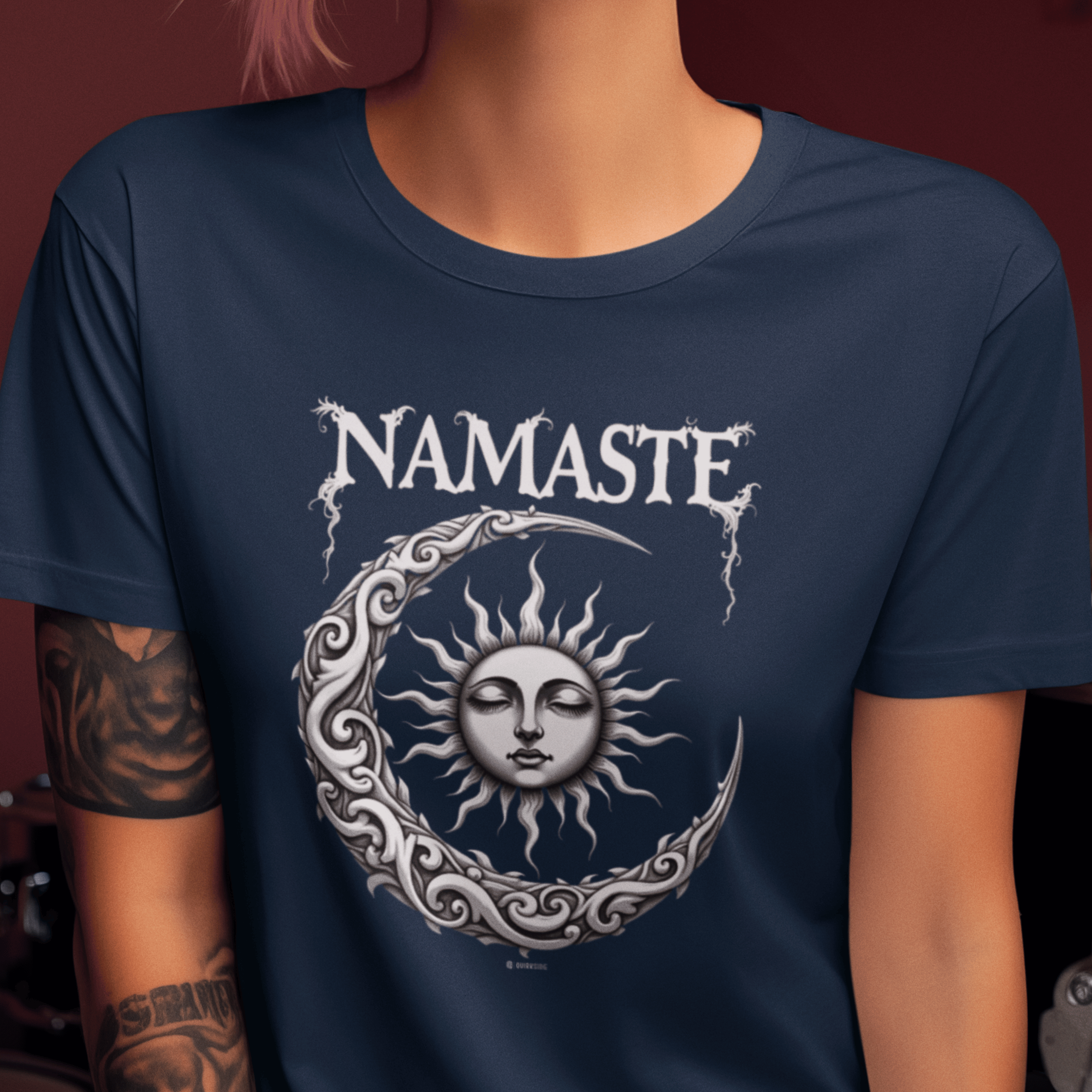 Namastay Gothic Moon Unisex T-shirt, Sanskrit Greeting Tee, Moon Phases Shirt, Spiritual Clothing, Boho Top