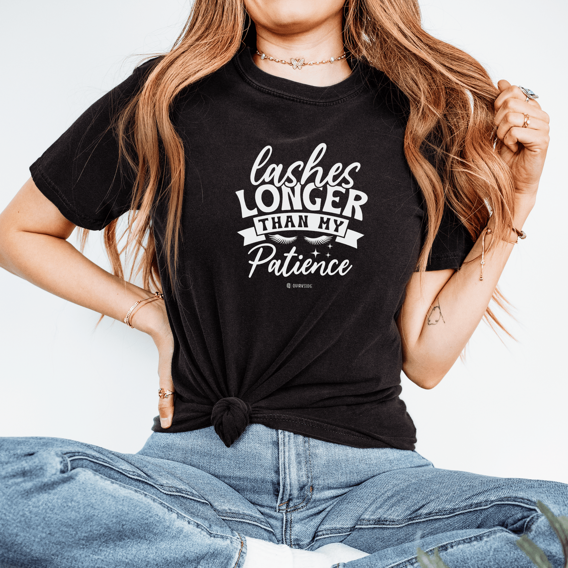 Funny Patience Levels Eye Lashes T-shirt, Humorous Graphic Tee, Sarcastic Unisex Shirt, Comical Quote Top, Men's Women's Apparel - Quirkside Creations