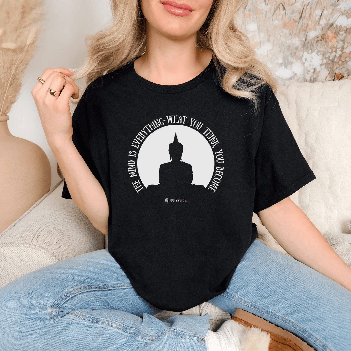 Buddha Quote Mind Power T-shirt, Inspirational Tee, Positive Thinking Shirt, Meditation Top, Unisex Graphic Apparel - Quirkside Creations