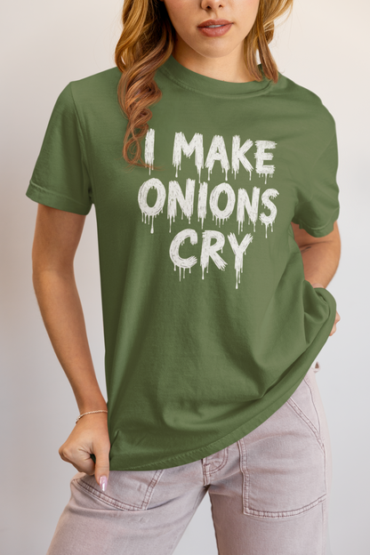 I Make Onions Cry, Gift for Millennials, Casual Wear, Humor Shirt, Relaxed Fit T-Shirt