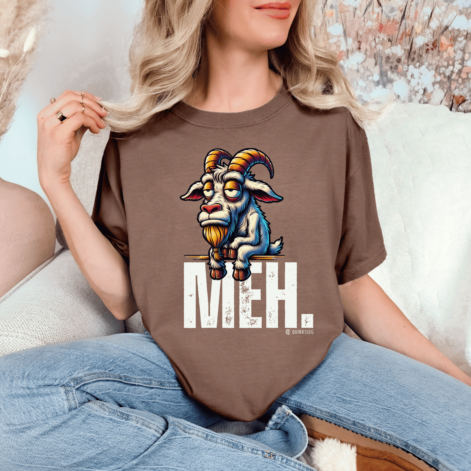 Funny Goat Boredom Unisex T-shirt, Sarcastic Animal Graphic Tee, Comical Farmyard Top, Humorous Goat Lover Gift, Vintage Style Shirt - Quirkside Creations