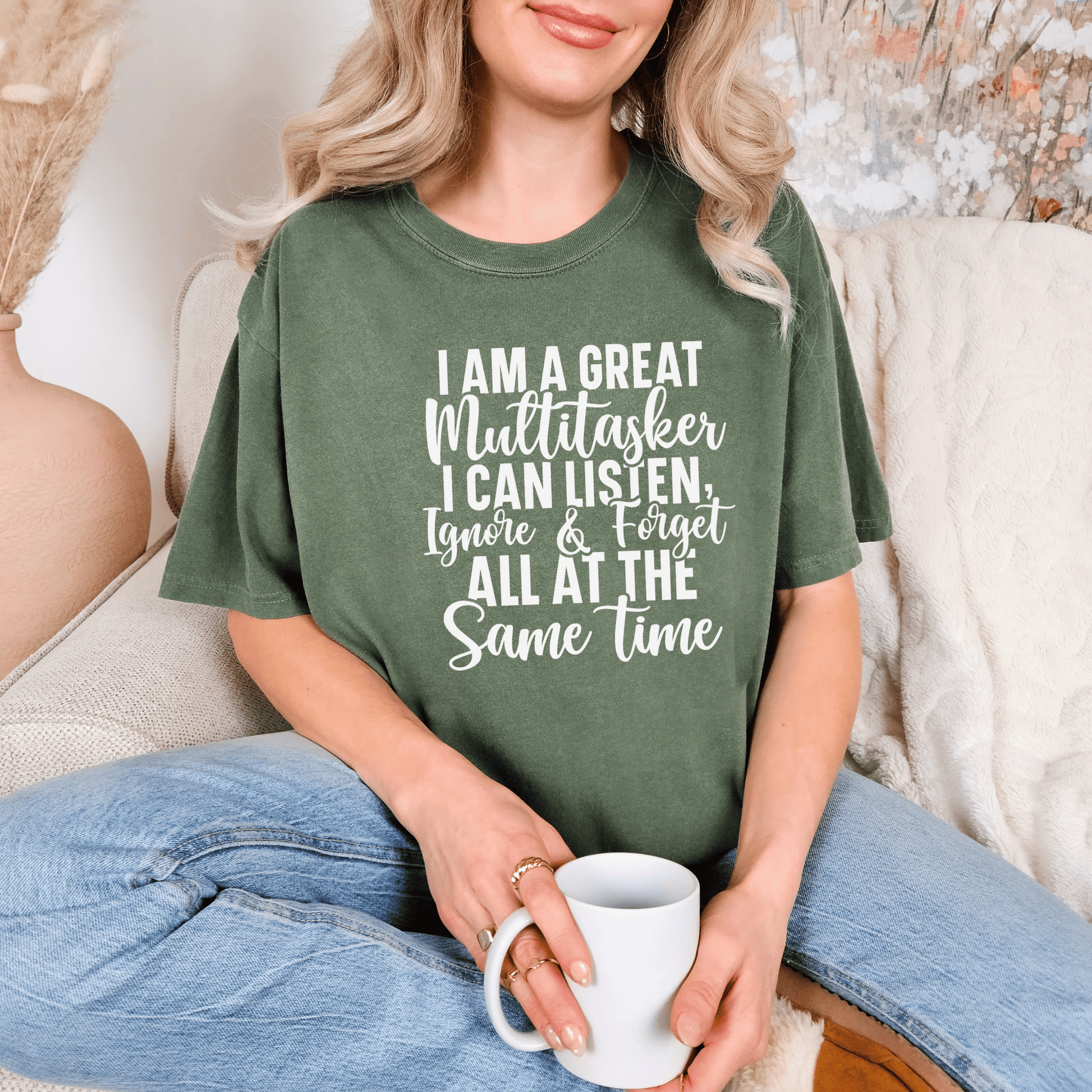 Multitasking Funny Unisex Garment-Dyed T-shirt, Sarcastic Tee, Humorous Shirt, Novelty Top, Joke Tee, Casual Apparel - Quirkside Creations