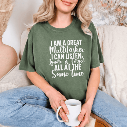 Multitasking Funny Unisex Garment-Dyed T-shirt, Sarcastic Tee, Humorous Shirt, Novelty Top, Joke Tee, Casual Apparel - Quirkside Creations