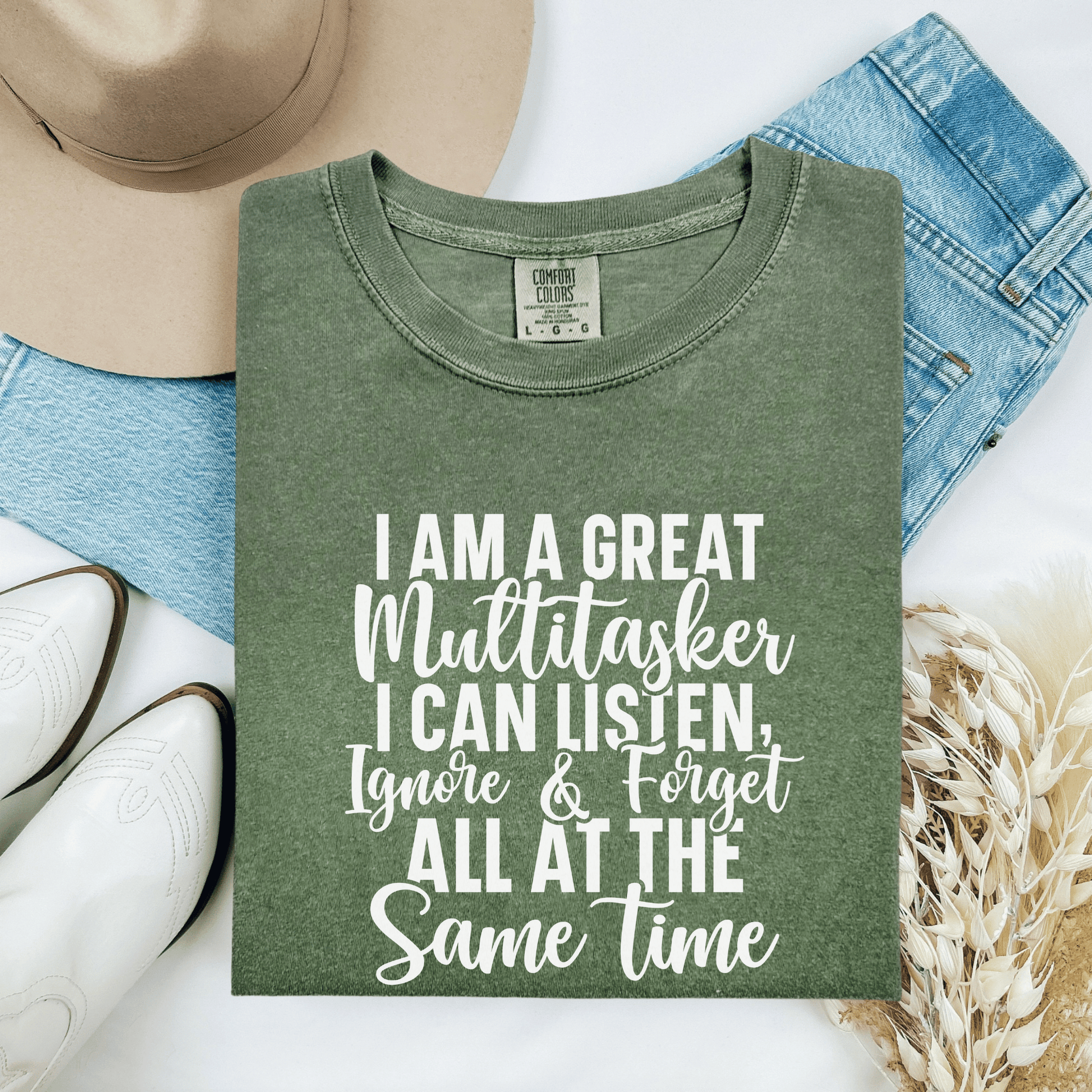 Multitasking Funny Unisex Garment-Dyed T-shirt, Sarcastic Tee, Humorous Shirt, Novelty Top, Joke Tee, Casual Apparel - Quirkside Creations