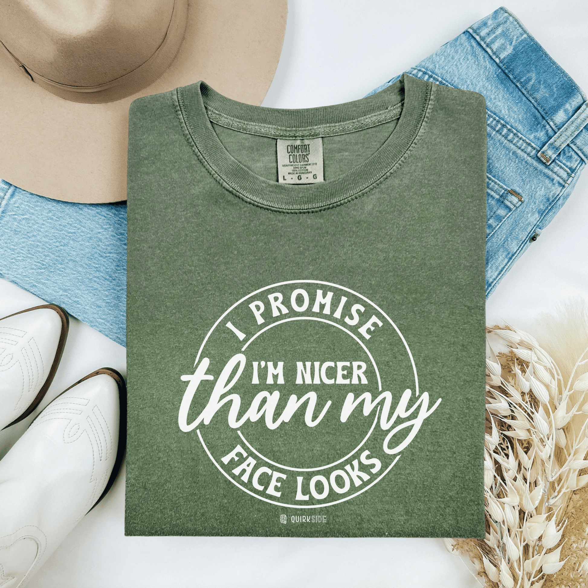 Funny Nice Person Inside Statement, Unisex Garment-Dyed T-shirt, Humorous Tee, Sarcastic Graphic Shirt, Unique Gift Idea, Cool Top - Quirkside Creations