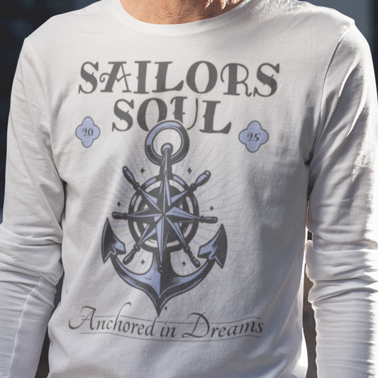 Sailor Tee, Nautical Shirt, Boat Lover Top, Sailing Long Sleeve, Unisex Cotton Tee, Ocean Dreams Fashion - Quirkside Creations