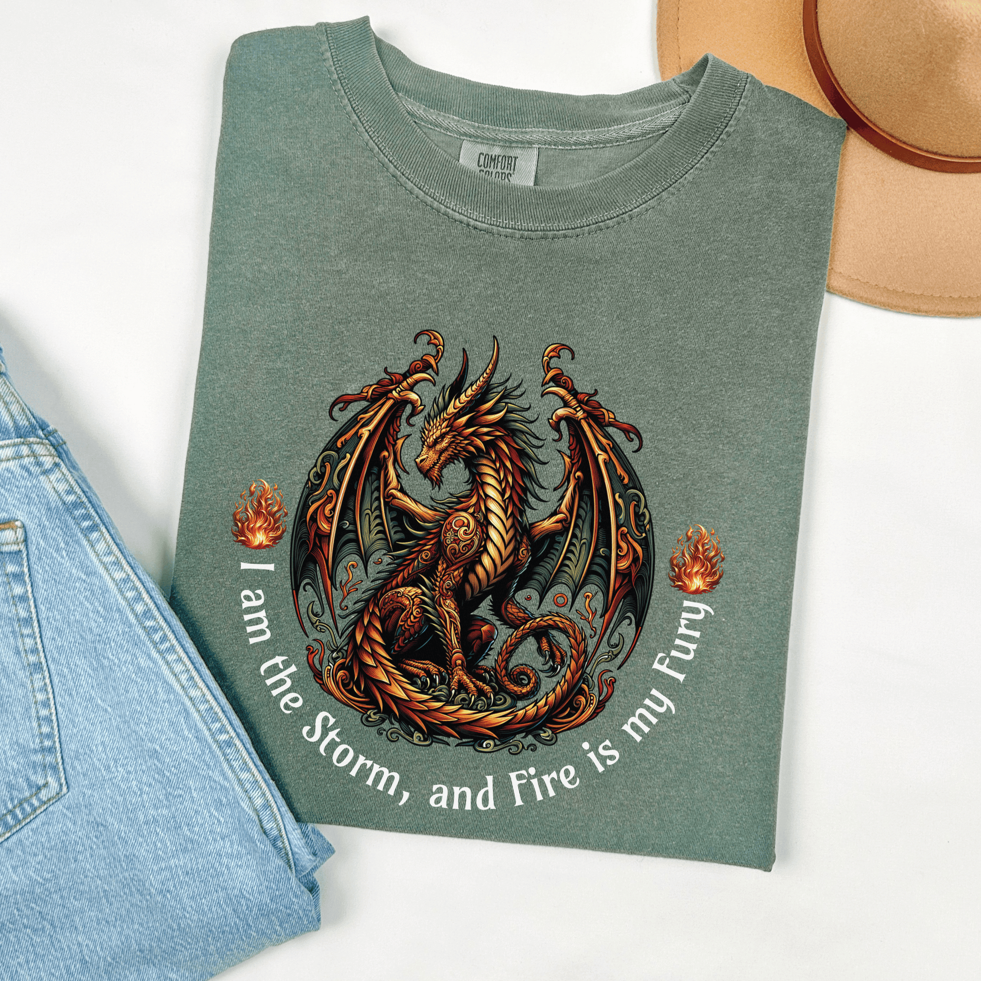 Dragon Power Unisex T-shirt, Magical Inner Strength Statement Tee, Mythical Legend Apparel, Inspirational Dragon Tee, Power of Fire Tee - Quirkside Creations