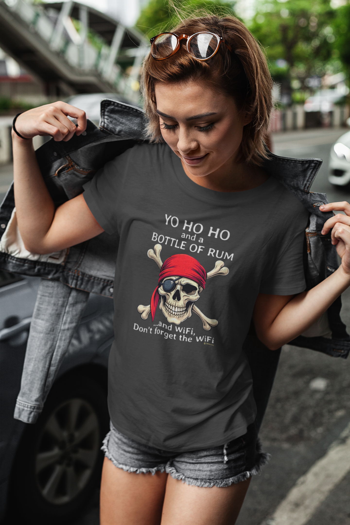 Funny Pirate WiFi Unisex T-shirt, Novelty Jolly Roger Tee, Sarcastic Graphic Shirt, Nautical Humor Top, Gift for Tech Enthusiasts