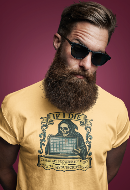 Grim Reaper Graphic Tee, Funny Death T-Shirt, If I Die Shirt, Halloween Gift, Unisex Casual Top