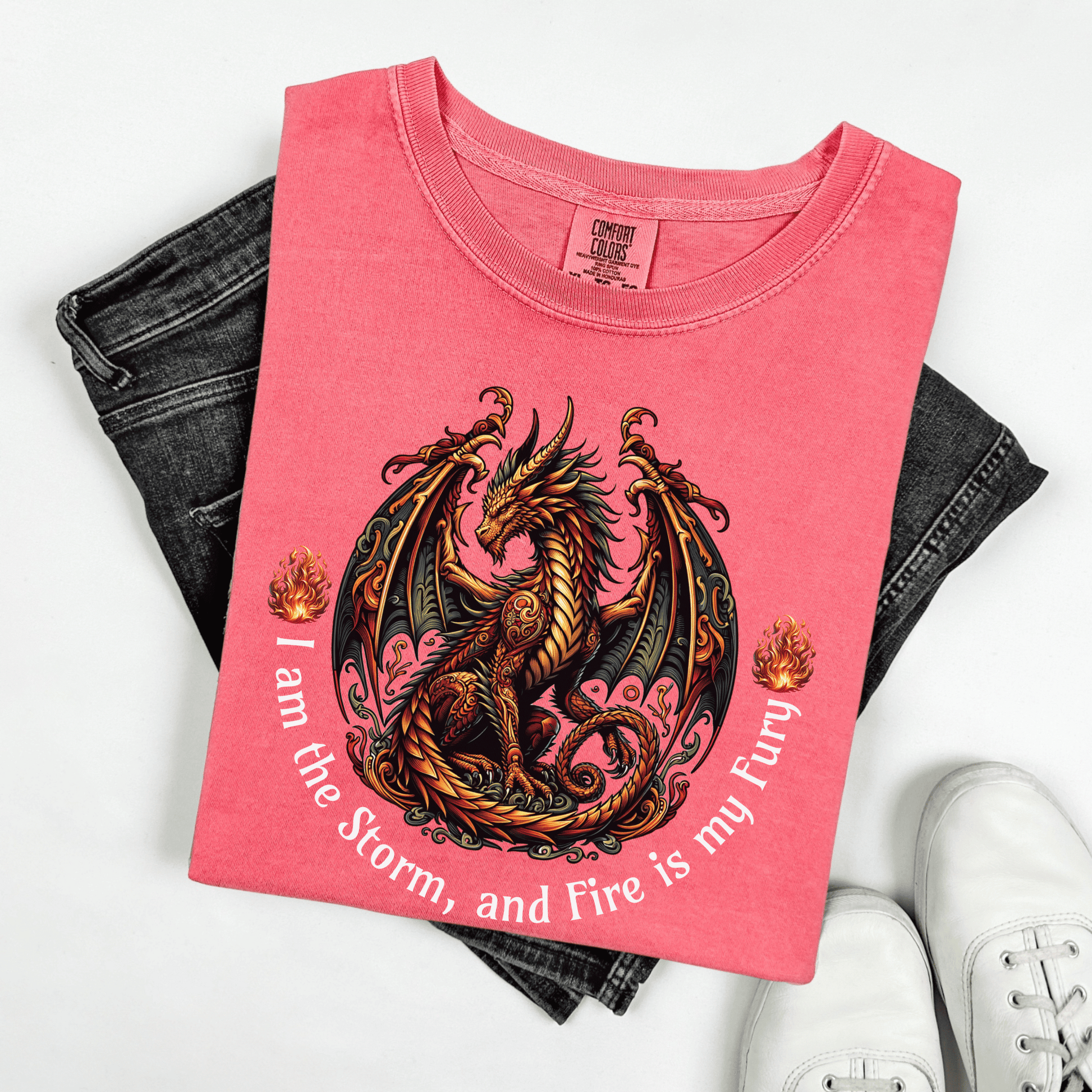 Dragon Power Unisex T-shirt, Magical Inner Strength Statement Tee, Mythical Legend Apparel, Inspirational Dragon Tee, Power of Fire Tee - Quirkside Creations