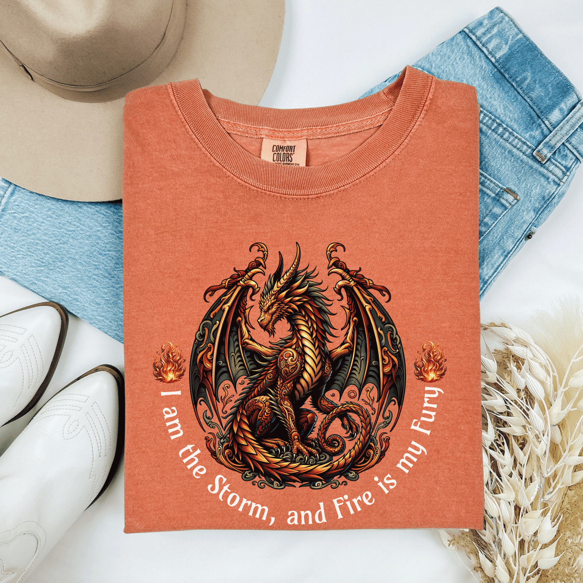 Dragon Power Unisex T-shirt, Magical Inner Strength Statement Tee, Mythical Legend Apparel, Inspirational Dragon Tee, Power of Fire Tee - Quirkside Creations