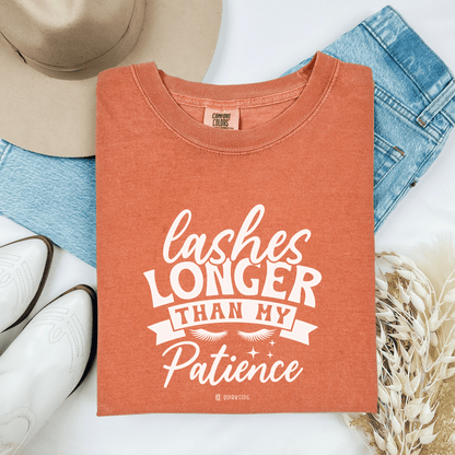 Funny Patience Levels Eye Lashes T-shirt, Humorous Graphic Tee, Sarcastic Unisex Shirt, Comical Quote Top, Men's Women's Apparel - Quirkside Creations