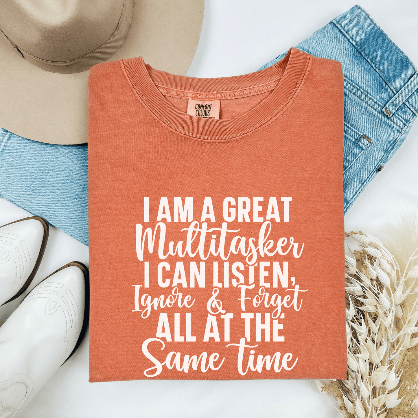 Multitasking Funny Unisex Garment-Dyed T-shirt, Sarcastic Tee, Humorous Shirt, Novelty Top, Joke Tee, Casual Apparel - Quirkside Creations