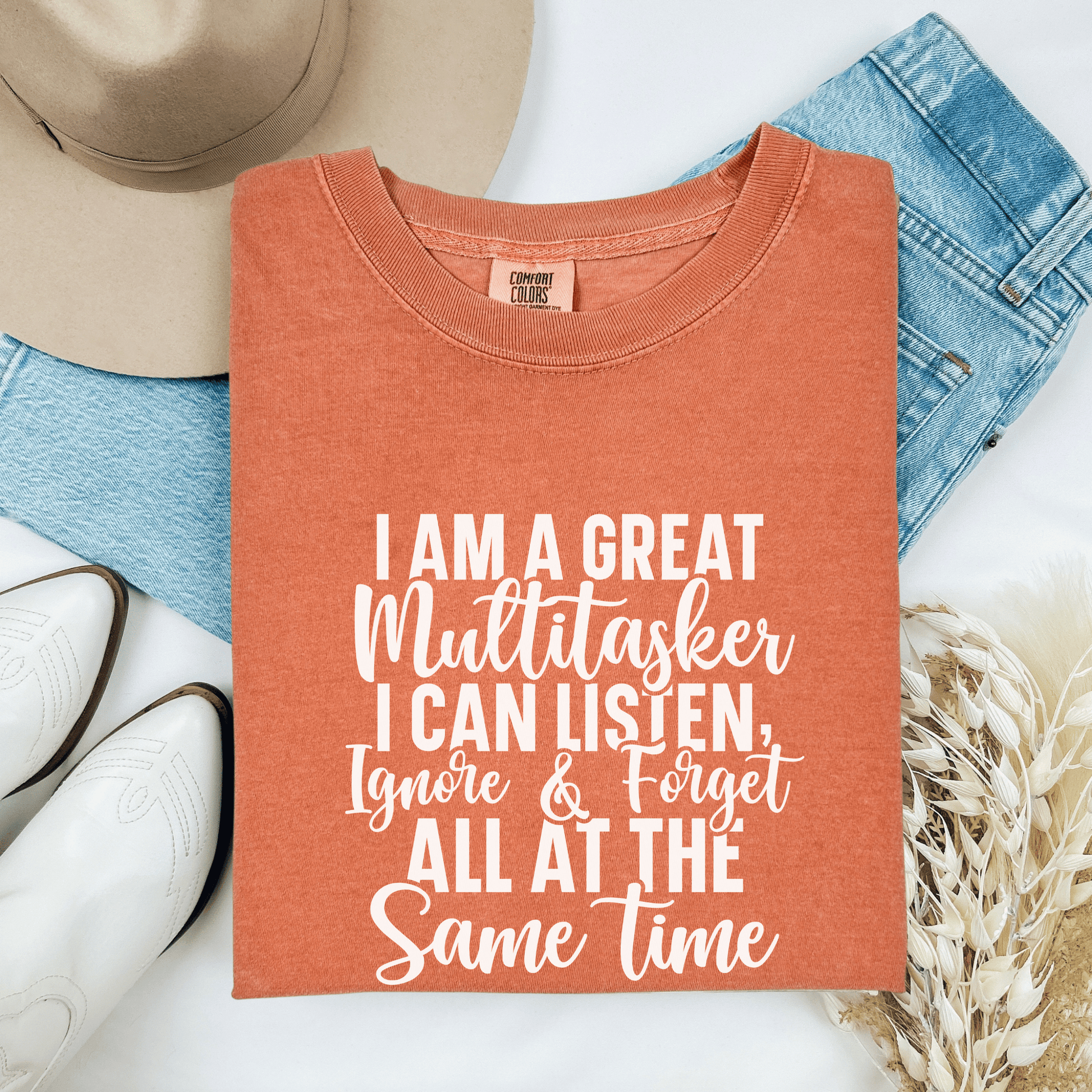 Multitasking Funny Unisex Garment-Dyed T-shirt, Sarcastic Tee, Humorous Shirt, Novelty Top, Joke Tee, Casual Apparel - Quirkside Creations